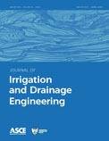 Journal of Irrigation and Drainage Engineering cover with an image of waves on a blue background. The journal title, ASCE logo, and Environmental and Water Resources Institute logo are displayed as well.